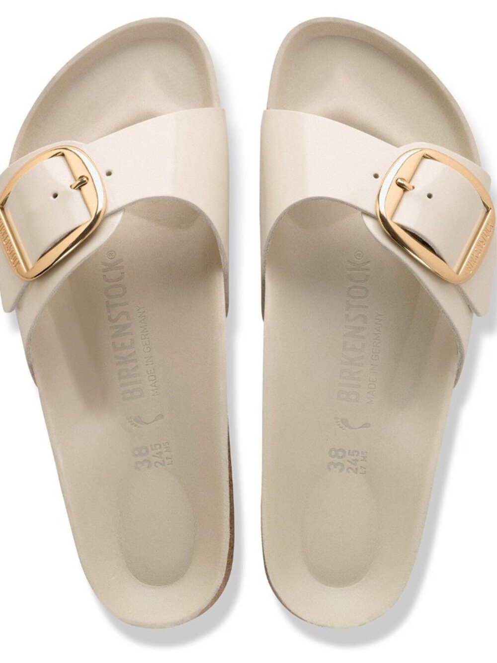 NEW Birkenstock Madrid Big Buckle Natural Leather Patent in Size 39 EU